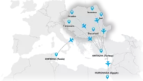 Fly lili - Χάρτης διαδρομής από Ρουμανία